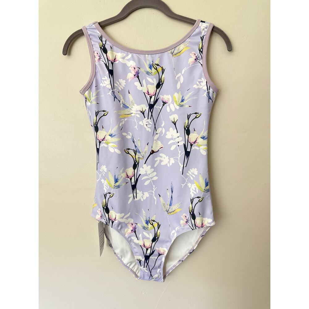 NWT Modlatbal purple floral tank leotard L